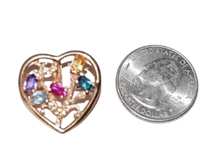 10K Solid Gold Pendant Pink Blue Purple Spinel Gemstones Tree Heart Pin Brooch - Picture 1 of 9