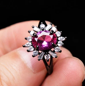 7*8.8mm Top Natural Quality Ruby Crystal Gemstone Adjustable Ring - Picture 1 of 6