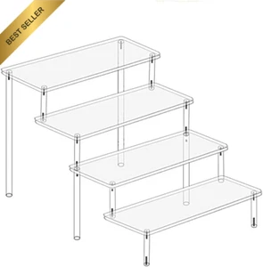 4 Tier Acrylic Display Stand, Clear Acrylic Display Shelf,Perfume Makeup Dessert - Picture 1 of 12