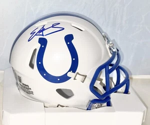 Mini casco Beckett Witnessed firmado por Edgerrin James Indianapolis Colts Throwback - Imagen 1 de 2