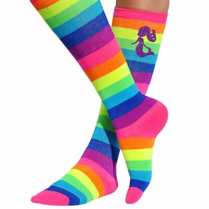 Bubblegum Divas Girls Mermaid Rainbow Knee High Socks Women Shoe SZ 4-11 Kids  - Picture 1 of 4