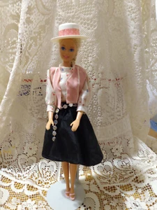 Vintage Barbie Doll  Outfit Skirt Top Vest Belt Shoes Hat Panties - Picture 1 of 11