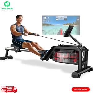 Rowing Machine for Home Gym, Rower Machines with 6-level Water Resistance, LCD M - Picture 1 of 13