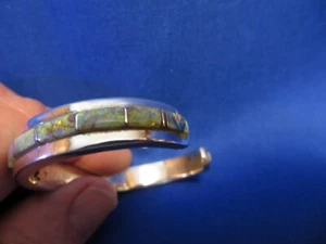 New! Navajo Spider Web Brilliant Opal Sterling Silver Bracelet Hand Bench Made - Picture 1 of 13