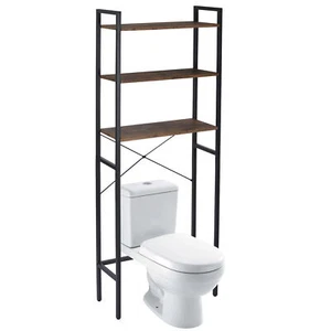 Organizer da Bagno Sopra la WC Struttura in Metallo Armadio Portaoggetti in MDF, Nero - Foto 1 di 12
