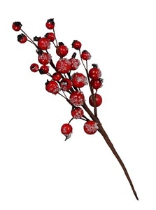 Deko Beerenzweig geeist rot Länge ca. 25 cm künstliche Beeren - Picture 1 of 1