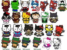 HELLO KITTY  SPIDER MAN,IRON MAN,BATMAN,THOR - MANY SUPER HERO DECALS-STICKERS