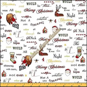 ROBERT KAUFMAN "HOLLY JOLLY CHRISTMAS 3" WORTE SPRÜCHE #14534-223 STOFF 1/2 YD - Bild 1 von 2