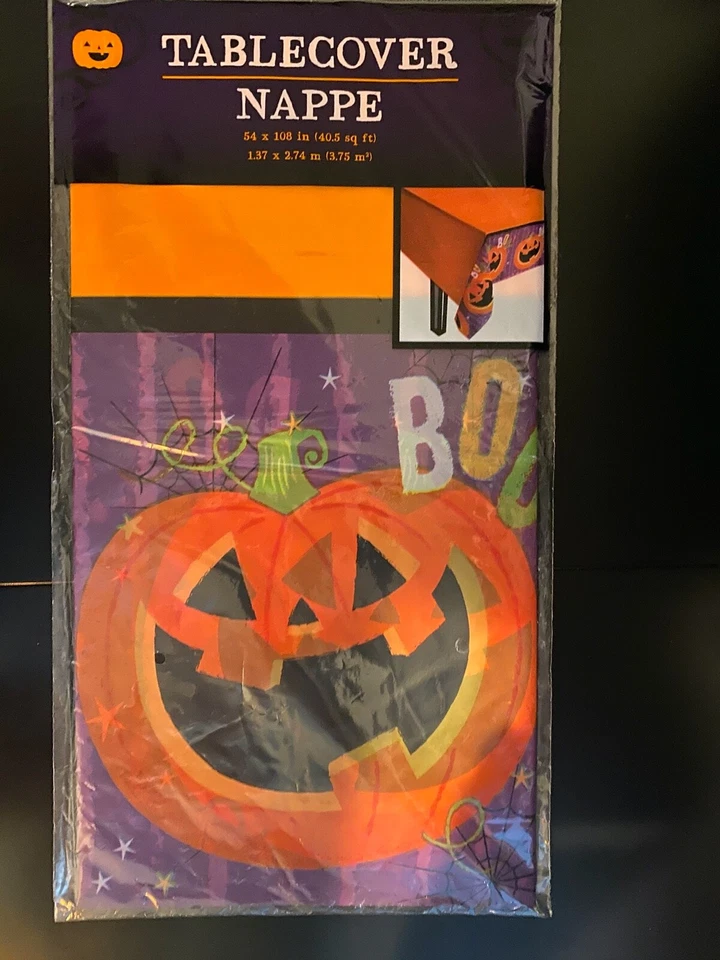 Halloween Fall Table Cover Tablecloth 54 X 108 Plastic Whimsical Birthday Party