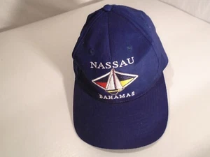 Nassau Bahamas Sailboat Adjustable Sports Hat Cap 58 cm. Navy Blue - Picture 1 of 5