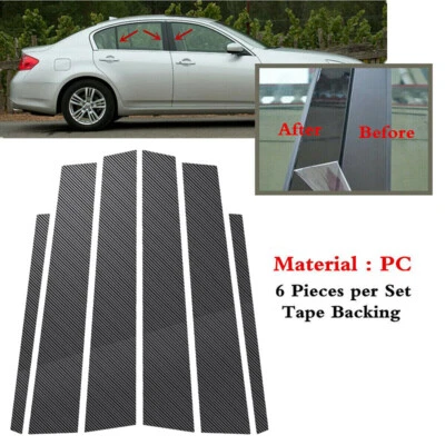 Fit for Infiniti G35 G37 02-13 Carbon Fiber Style Pillar Posts Window Trim Cover - Imagem 1 de 4