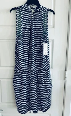 MSK Mameluco Multi Azul Medio Con Cremallera Frontal Elástico Lazo Cintura Bolsillos Nuevo con Etiquetas Foto 1 de 4