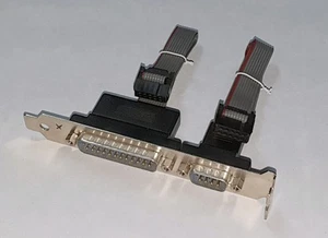 COM-Port Slotblech seriell 9-Pin + 25-pin an 2x 10-pin Buchsenleiste RS232 12 cm - Bild 1 von 5