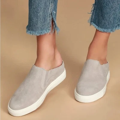 Zapatilla deportiva sin cordones Steven by Steve Madden Claudine gris gamuza forma plana cuero 7,5 Foto 1 de 4