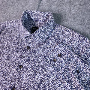 Bugatchi Camicia Uomo Grande Blu OoohCotton 8 Vie Elasticizzata Manica Lunga Stampa Floreale - Foto 1 di 15