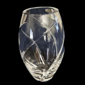 Tiffany & Co Crystal Swirl Vase 8 3/8" Heavy Cut Glass Decor - Picture 1 of 7
