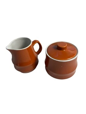 Conjunto vintage de tigela de açúcar e creme japonês MCM grés - Imagem 1 de 4