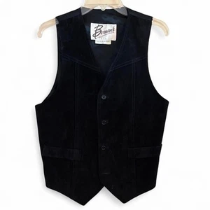 Vintage Black Western Berman’s Suede Vest - Size L - Picture 1 of 5