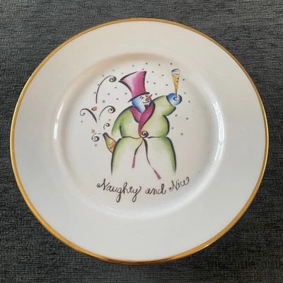 Juego de 4 Platos Muñeco de Nieve Rosanna Made Italy Travieso y Bonito Borde Dorado Navidad Foto 1 de 3