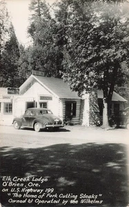 LP55 O'Brien Oregon 1940 Elk Creek Lodge HWY 199 RPPC Postkarte - Bild 1 von 2