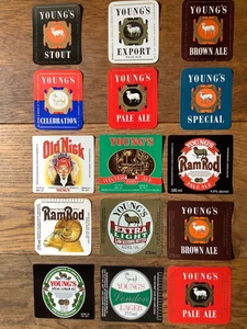 15 YOUNGS BREWERY Beer Bottle Labels, Wandsworth, London - Picture 1 of 3