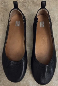 Fit Flop Womens Black Allegro Leather Ballet Flat Shoes Size 9 - Picture 1 of 9
