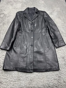 Avanti Leather Jacket Women XL Black Grudge Moto Biker Oversized Whimsigoth Y2K - Picture 1 of 9