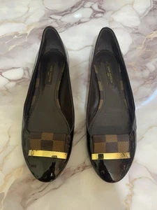 Louis Vuitton Lackleder Damier Ebene Ballerinas Mokassins Chic Größe EU 35 - Bild 1 von 18