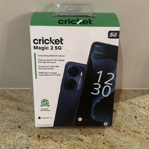 CRICKET WIRELESS MAGIC 2 5G 64GB 4GB RAM, 8MP FF Camera, Blue Dusk Prepaid - NEW - Picture 1 of 2