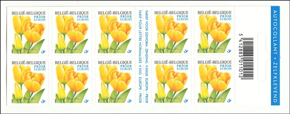 Folleto Flowers Amarillo Autoadhesivo Priority Europe Bélgica Como Nuevo MNH 2003 Foto 1 de 1