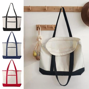 18.5" Extra Large Open Top Shopping Tote Grocery Bag with Outer Pocket - Foto 1 di 13