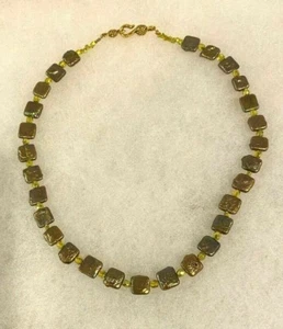 Bronze Tone Iridescent Square Freshwater Pearl Choker Approx. 16 Inches Long - Picture 1 of 7