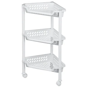 Estantería de baño estantería de plástico doméstico con ruedas blanco plata - Imagen 1 de 1