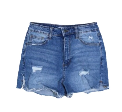 Pantalones cortos de mezclilla de tiro alto desgastados lavado medio Cello para mujer S Foto 1 de 4