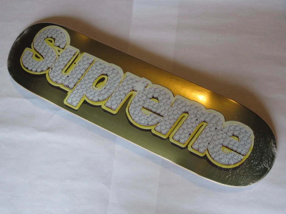 Supreme Bling Box Logo Gold Skate Deck Skateboard SS22 Size 8.375" .125"