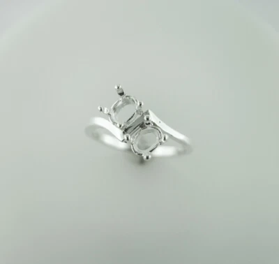 7 x 5 mm Double Oval Sterling Silver Ring Setting - Image 1 of 4