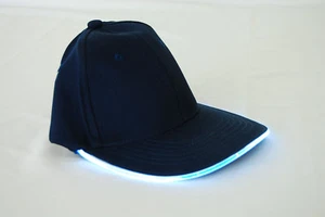 Navy Fabric White LED Lighted Glow Hat - Picture 1 of 3