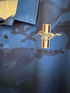 Dave Carey Originals Mustang Mens XL Royal Blue Polo Short Sleeve Shirt Ford - Picture 1 of 14