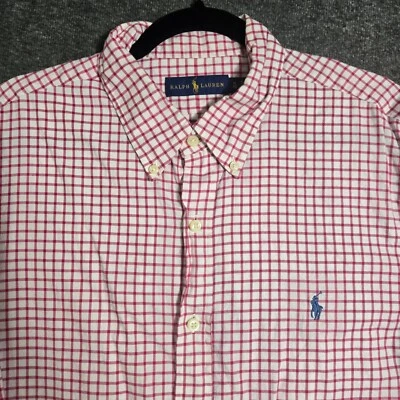 Camisa Polo Ralph Lauren Abotonada Cuadros Para Hombre Talla XL Rosa y Blanco Foto 1 de 4