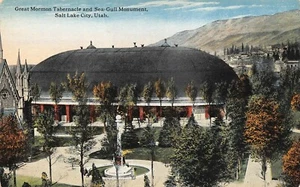 Gran Tabernáculo Mormón Gaviota Monumento Salt Lake City, UT De Colección Tarjeta Postal de 1910 - Imagen 1 de 2