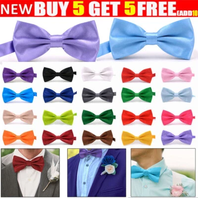 Wholesale Smart Bow Tie Plain Neck Men Clip-on Satin Dickie Fancy Dress Wedding - Image 1 of 4
