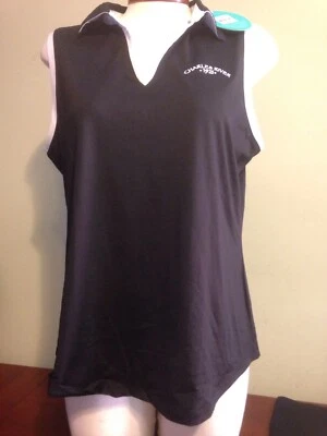 Новый с Ярлыками Greg Norman женщин без рукавов черный белый отделки гольф верхняя рубашка M или L w логотип - Изображение 1 из 4