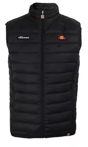 Chaleco de bombardero sin mangas calentador acolchado acolchado negro ellesse para hombre - Imagen 1 de 7