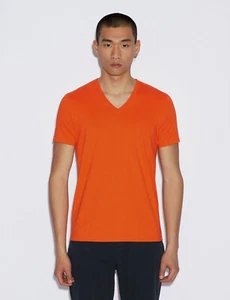 Camiseta básica para hombre Armani Exchange Pima cuello en V, naranja, grande - Imagen 1 de 2