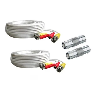 PAQUETE DE 2 PREMIUM 60 ft. CABLES DE EXTENSIÓN BNC APTOS SISTEMAS Q-SEE BLANCOS - Imagen 1 de 1