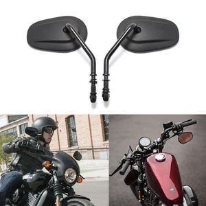 Matte Black Tapered Rearview Mirrors Short Stem For Harley Davidson Sportster US - Picture 1 of 10