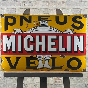MICHELIN Enamel Sign 23.6x15.7" (60x40cm) Rare Vintage Pneu Service Wall Signage - Picture 1 of 19