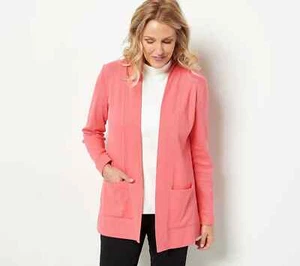 Isaac Mizrahi Live! Essentials Strickjacke aus gerippter Pimabaumwolle A474347 - Bild 1 von 9