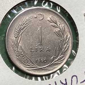 1960 Turkey 1 Lira Coin - Picture 1 of 2