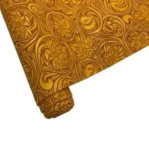 Floral Embossed Faux Leather Fabric 12"x54" 3D Textured Flower PU Vinyl Material - Picture 1 of 22